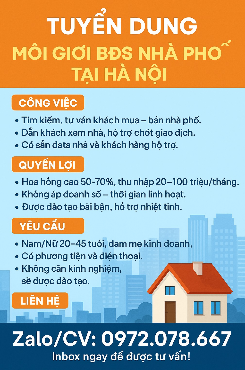 Tuyển dụng 20 Môi giới BĐS nhà phố thổ cư ở Thạch Thất Hà Nội - Ảnh chính