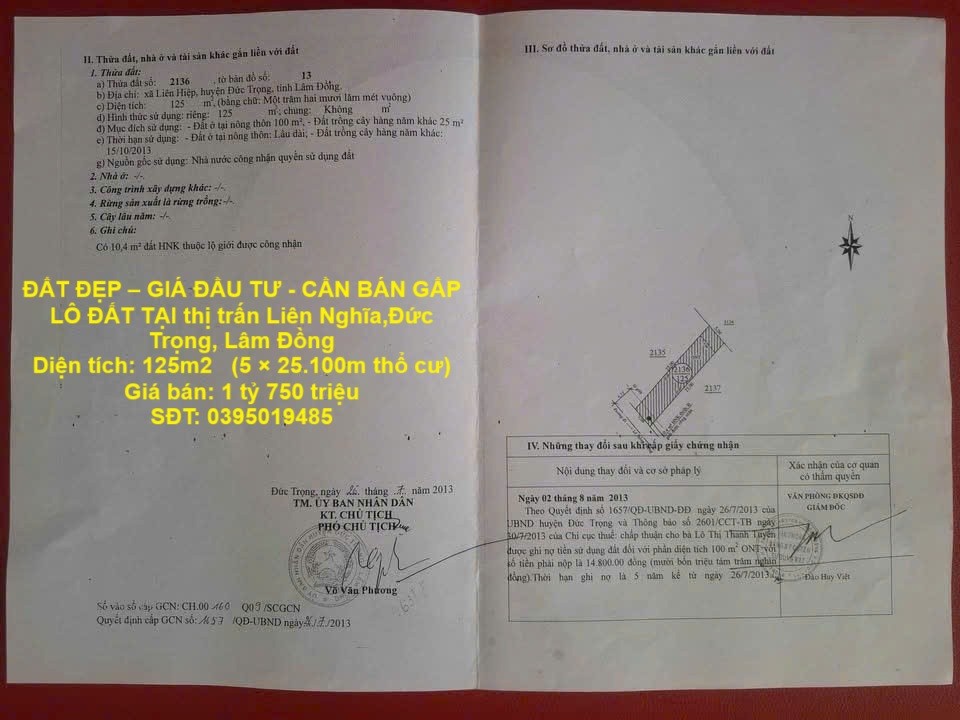 ĐẤT ĐẸP – GIÁ ĐẦU TƯ - CẦN BÁN GẤP LÔ ĐẤT TẠI thị trấn Liên Nghĩa,Đức Trọng, Lâm Đồng - Ảnh chính