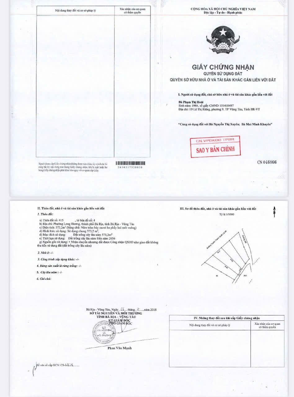 Bán đất 2 mặt tiền đường tuyến tránh QL 56 phường Long Hương TP Bà Rịa Vũng Tàu - Ảnh chính