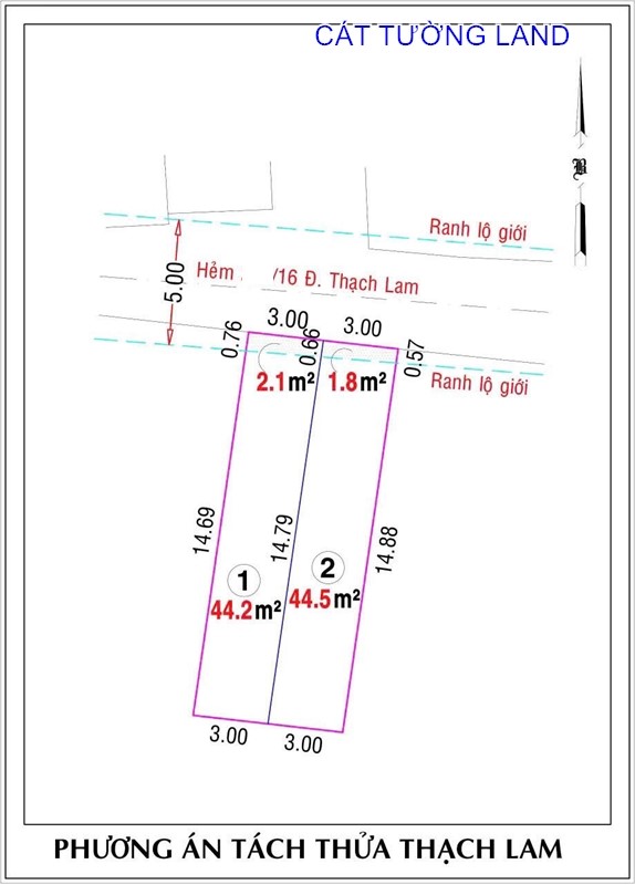 Bán Lô Đất 93m2 ( 6x15.5m), đường Thạch Lam, Tân Phú – Giá chỉ 7.1 tỷ - Ảnh 1