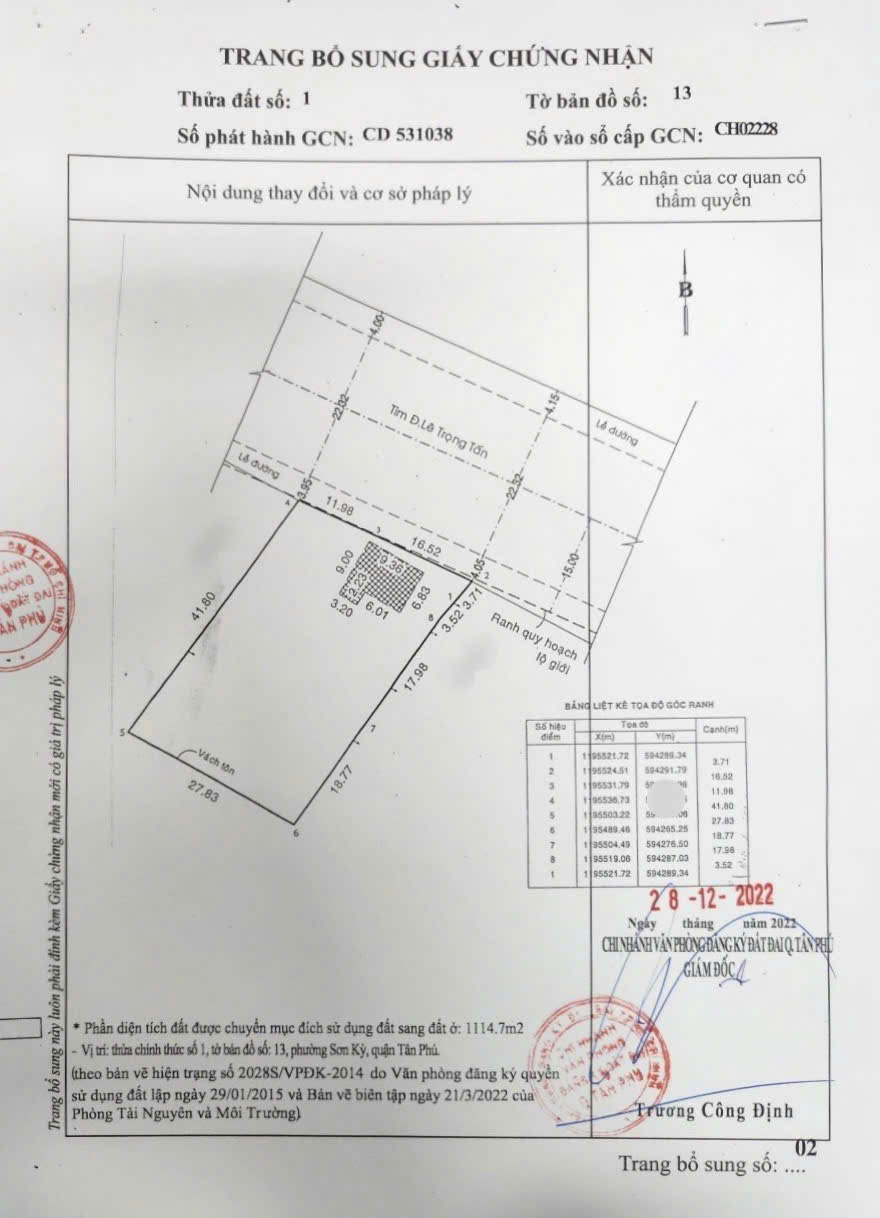 Bán Nhà Mặt Tiền Đường Lê Trọng Tấn, Sơn Kỳ, Tân Phú - 27x42m - 155 Tỷ - Ảnh 1