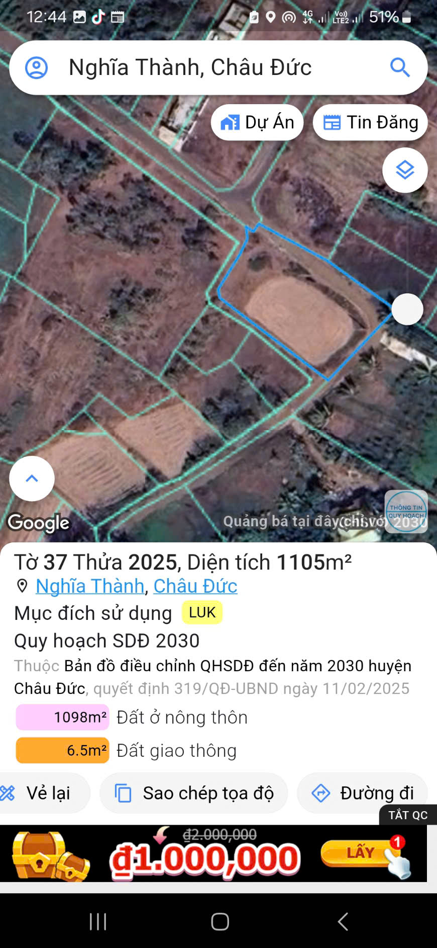 chủ cần tiền bán 1ha5 nghĩa thành châu đức brvt - Ảnh 1