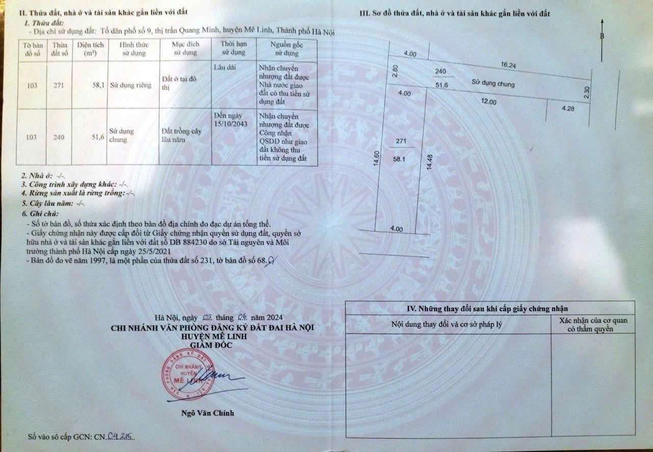 58M TỔ 10 TT QUANG MINH,2 MẶT TIỀN,SÁT BÌA LÀNG,GIÁ F0 ĐẦU TƯ, HÀNG MỚI,LH CHÍNH CHỦ - Ảnh chính