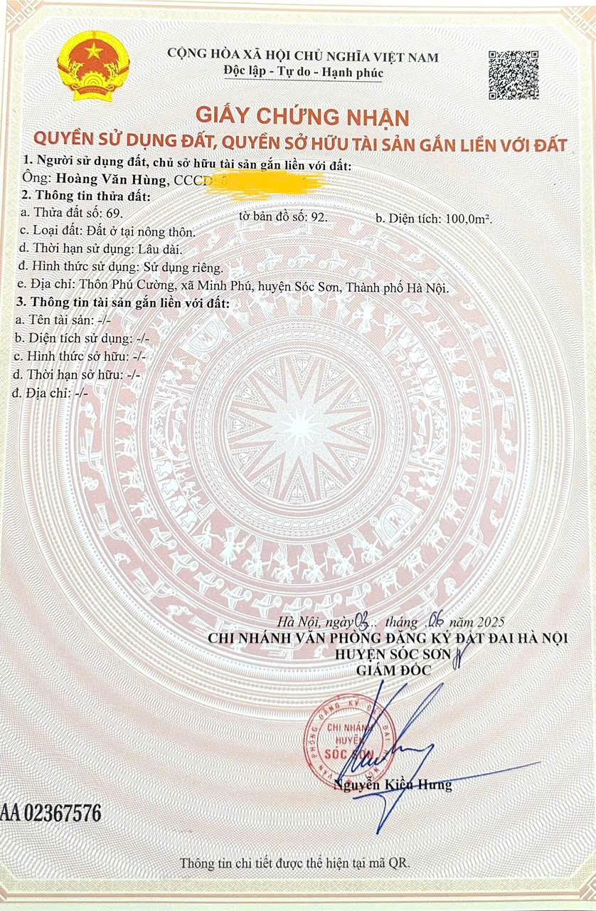 ĐẤT ĐẸP - GIÁ TỐT - Vị Trí Đắc Địa Tại Thôn Phú Cường, Xã Minh Phú, Huyện Sóc Sơn, Hà Nội - Ảnh chính