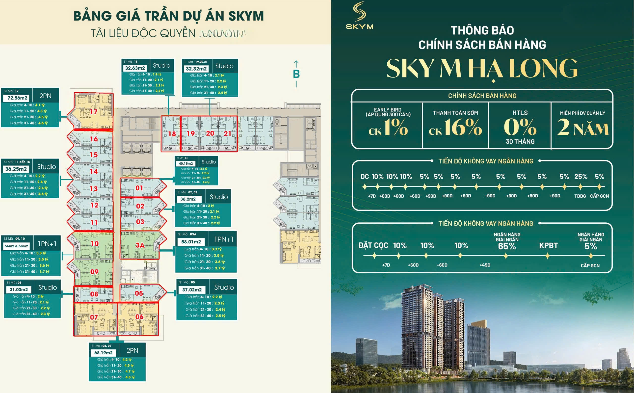 Bán Chung Cư 1PN, 1WC tại Hoàng Quốc Việt, 1,7 tỷ, 38,8m2, view "Vịnh Di Sản Hạ Long - Ảnh 3