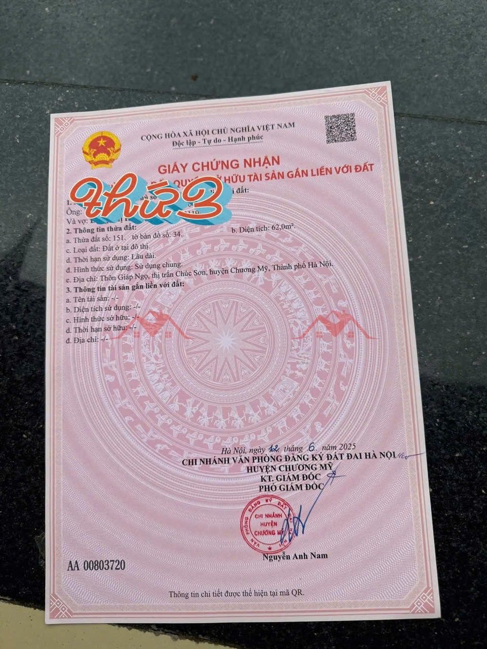 CHÍNH CHỦ BÁN LÔ ĐẤT 62M TẠI TT CHÚC SƠN-CHƯƠNG MỸ-HÀ NỘI - Ảnh 3