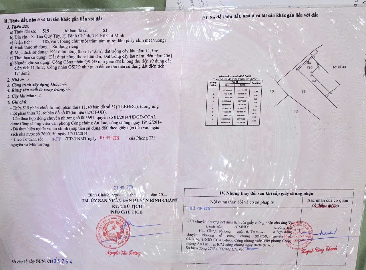 CHÍNH CHỦ Cần Bán Đất  Vị Trí Đẹp Tặng Nhà Xã Tân Quý Tây, Bình Chánh, HCM - Ảnh chính