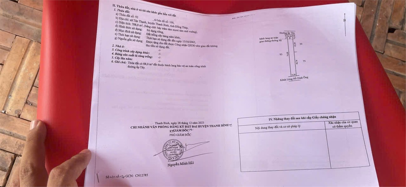 ĐẤT CHÍNH CHỦ - GIÁ TỐT - Cần Bán Đất Xã Tân Thạnh, Thanh Bình, Đồng Tháp - Ảnh chính