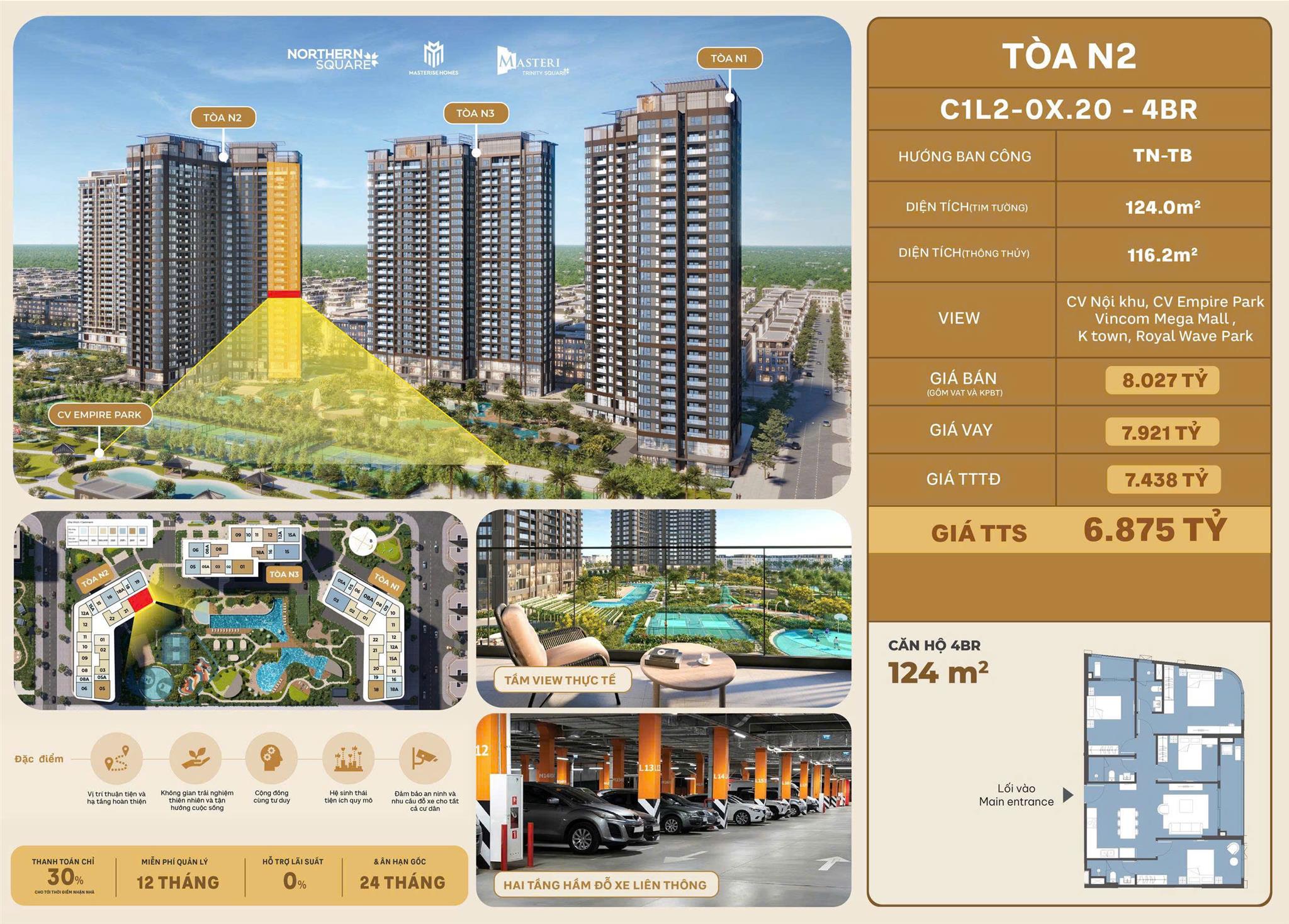 Bán căn hộ cao cấp 124m2-4Pn dự án TRINITY SQUARE – VINHOMES OCEAN PARK 2 - Ảnh chính