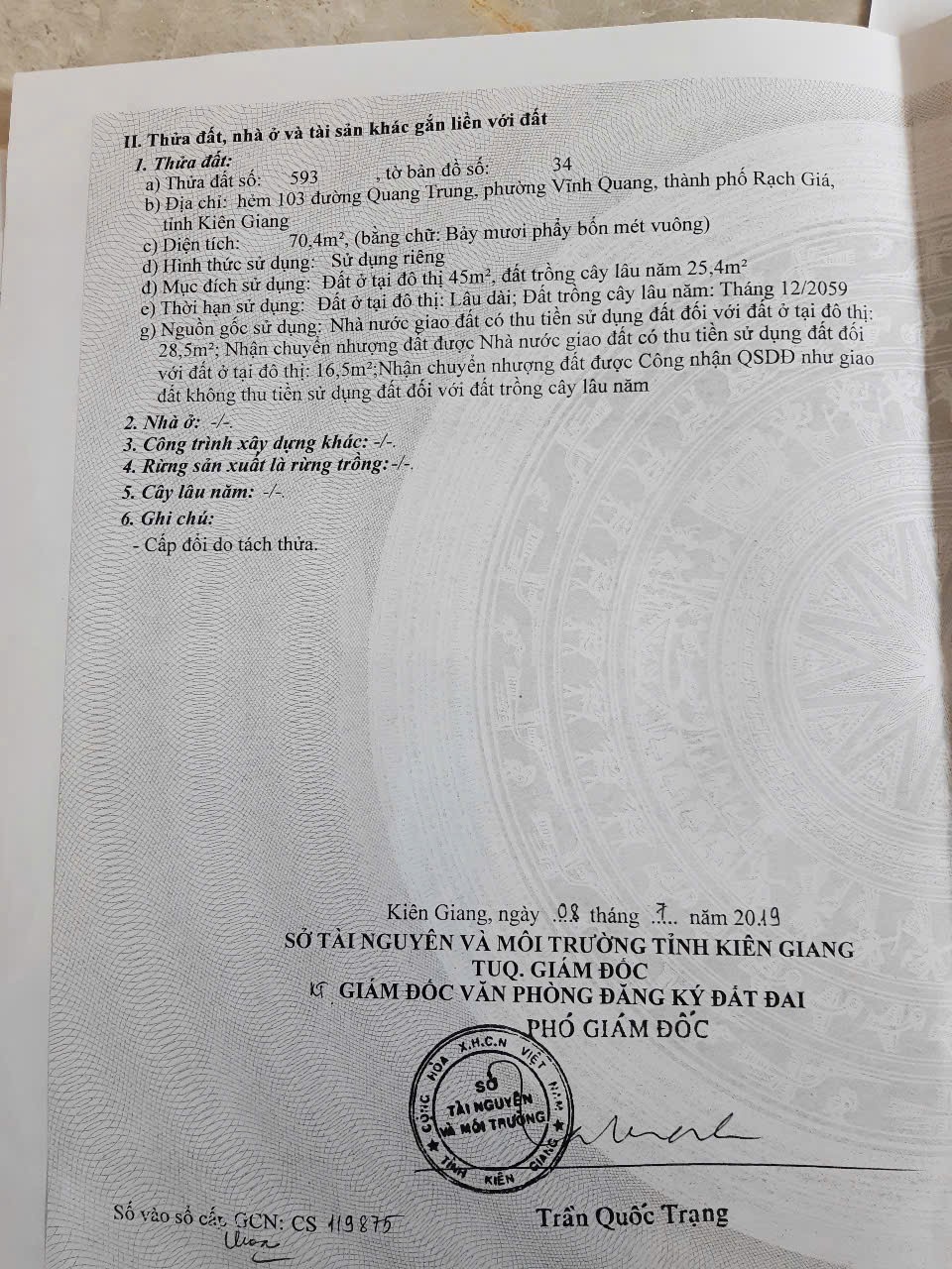 CHÍNH CHỦ Cần Bán Gấp Nhà Hẻm 103 Quang Trung, P. Vĩnh Quang, TP Rạch Giá - Ảnh 1