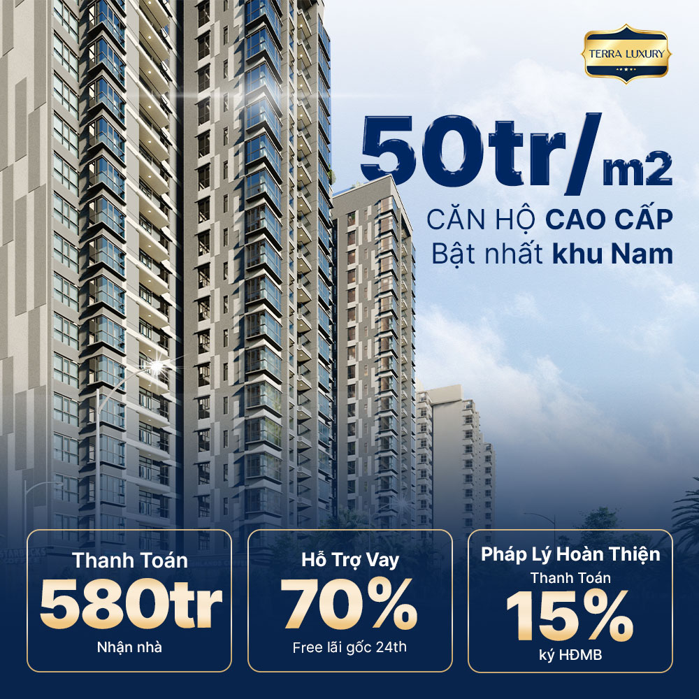 Chỉ 500tr sở hữu căn hộ Xanh – Terra Luxury cho thuê giá rất tốt 15-20tr/căn 2PN - Ảnh chính