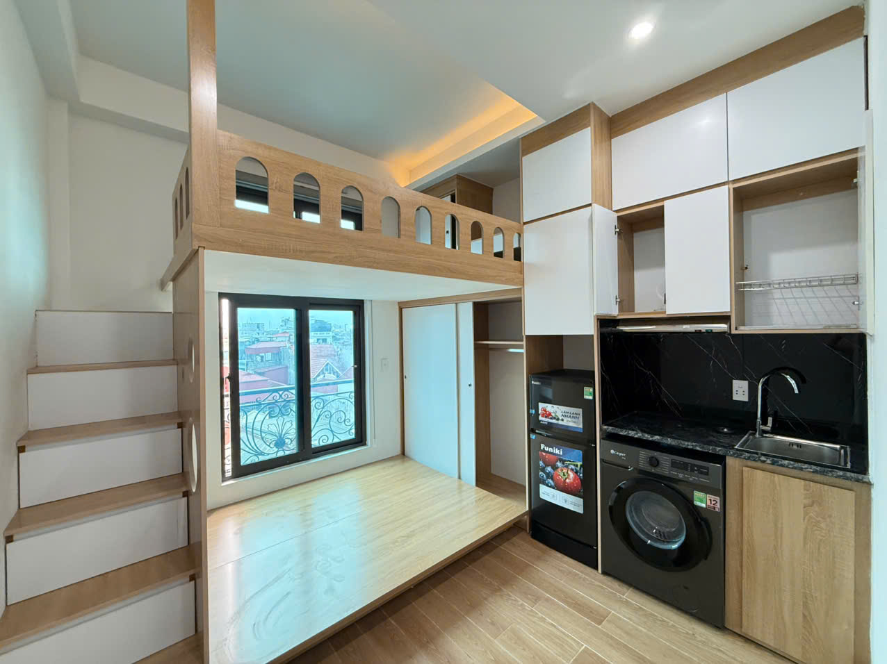 (Cực hiếm)Căn hộ Giường tầng cao cấp 25m2 mới khai trương ngõ 124 Khương Trung - Máy giặt riêng - Ảnh chính