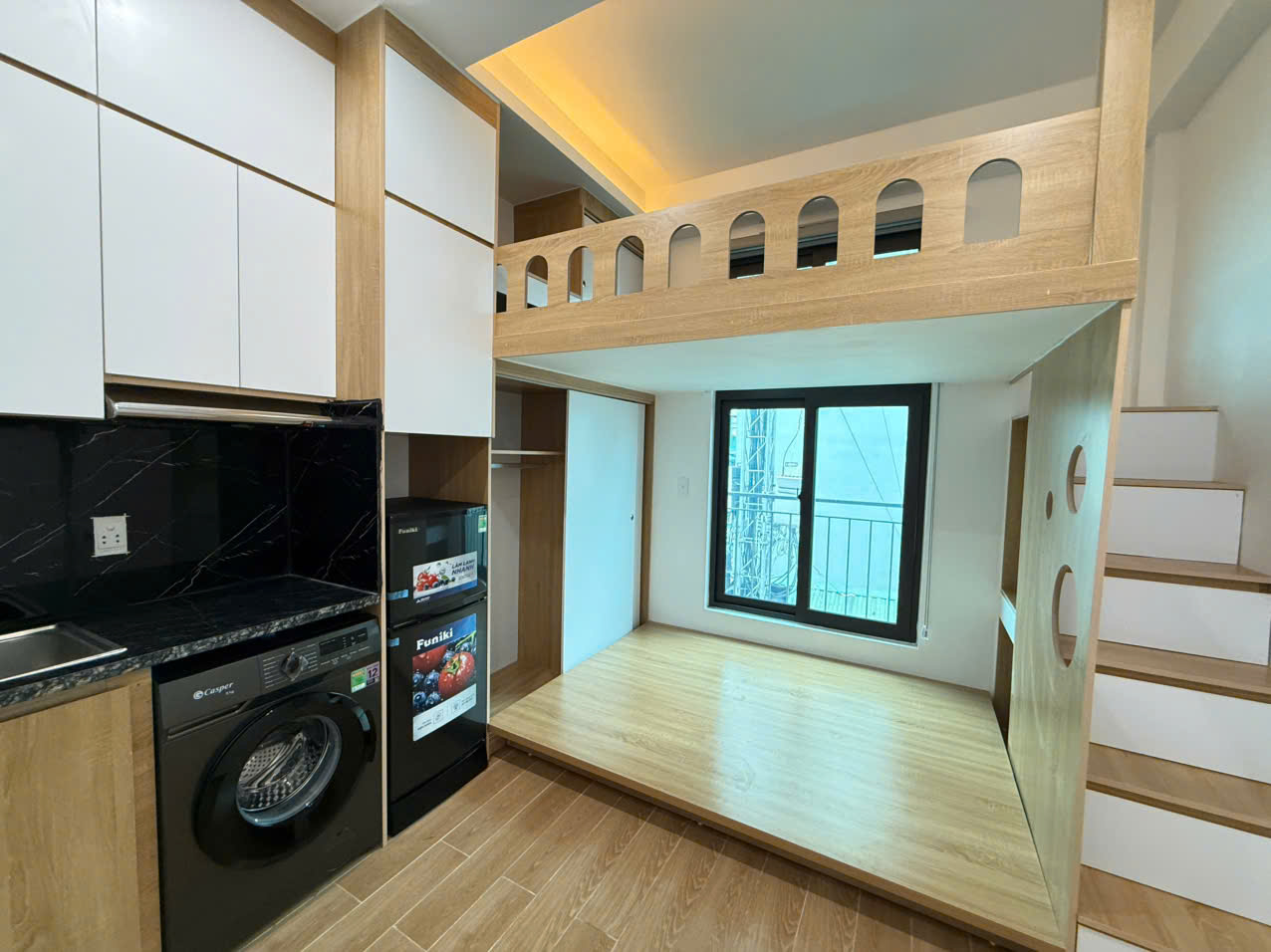 (Cực hiếm)Căn hộ Giường tầng cao cấp 25m2 mới khai trương ngõ 124 Khương Trung - Máy giặt riêng - Ảnh 1