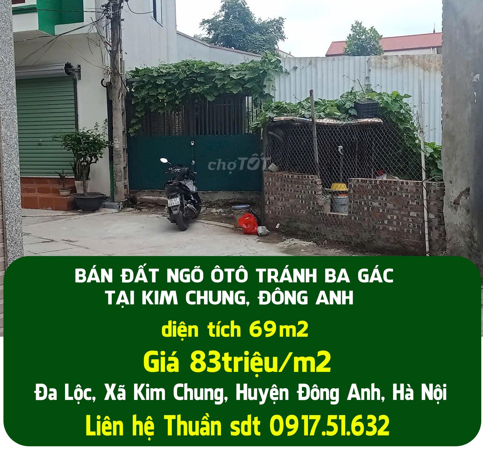 BÁN ĐẤT NGÕ OTO TRÁNH BA GÁC GIÁ TỐT NHẤT THỊ TRƯỜNG KIM CHUNG - Ảnh chính