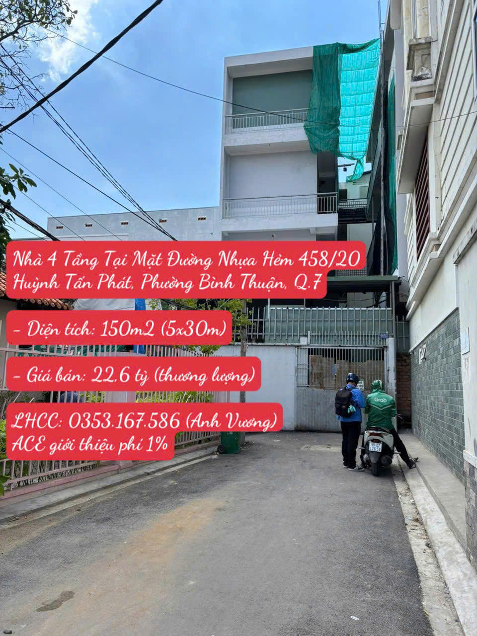 Chính Chủ Bán Nhà 4 Tầng Tại Mặt Đường Nhựa Hẻm 458/20 Huỳnh Tấn Phát, Phường Bình Thuận, Q.7, HCM - Ảnh chính