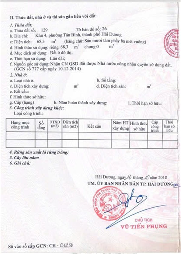 Chính Chủ Cần Bán Lô Đất Tặng Căn Nhà Cấp 4 Tại Khu 4, P.Tân Bình, Hải Dương - Ảnh chính