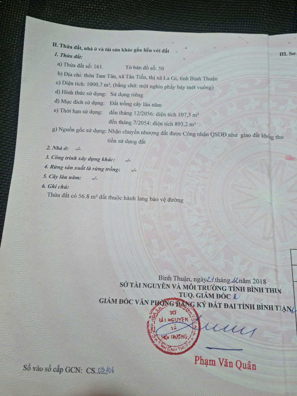 Bán đất mặt tiền đường Hồ Tùng Mậu – gần cổng sau dinh Thầy Thím – Tân Hải, Lagi, Bình Thuận cũ - Ảnh 1