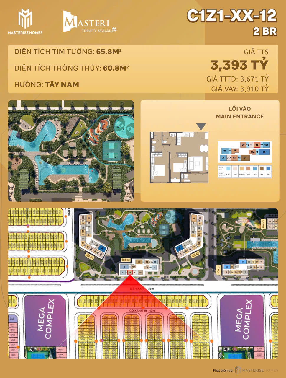 🏙 DUY NHẤT CĂN 2PN TRINITY SQUARE – GIÁ CHỈ 55 TRIỆU/M2 🔥<br>💎 Cơ hội vàng cho khách đầu tư và - Ảnh chính