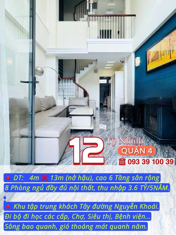 BÁN NHÀ KẾ Q1- Q3- Q4- Q10 - DOANH THU: 3.6 TỶ/5 NĂM- CAO 5 TẦNG HƠN 8 PHÒNG ĐỦ NỘI THẤT: tử 8 tỷ - Ảnh 2