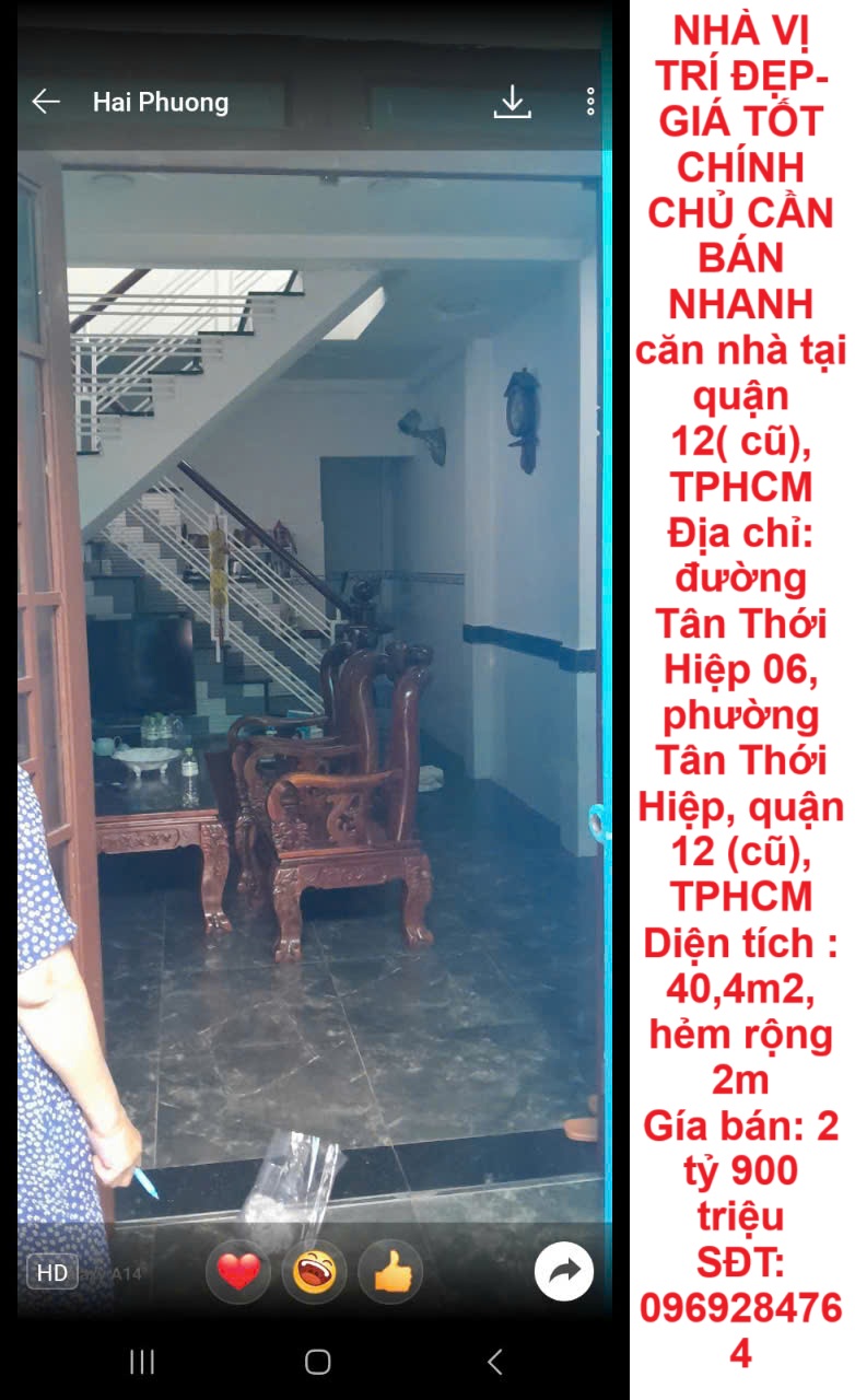 NHÀ VỊ TRÍ ĐẸP- GIÁ TỐT CHÍNH CHỦ CẦN BÁN NHANH căn nhà tại quận 12( cũ), TPHCM - Ảnh chính
