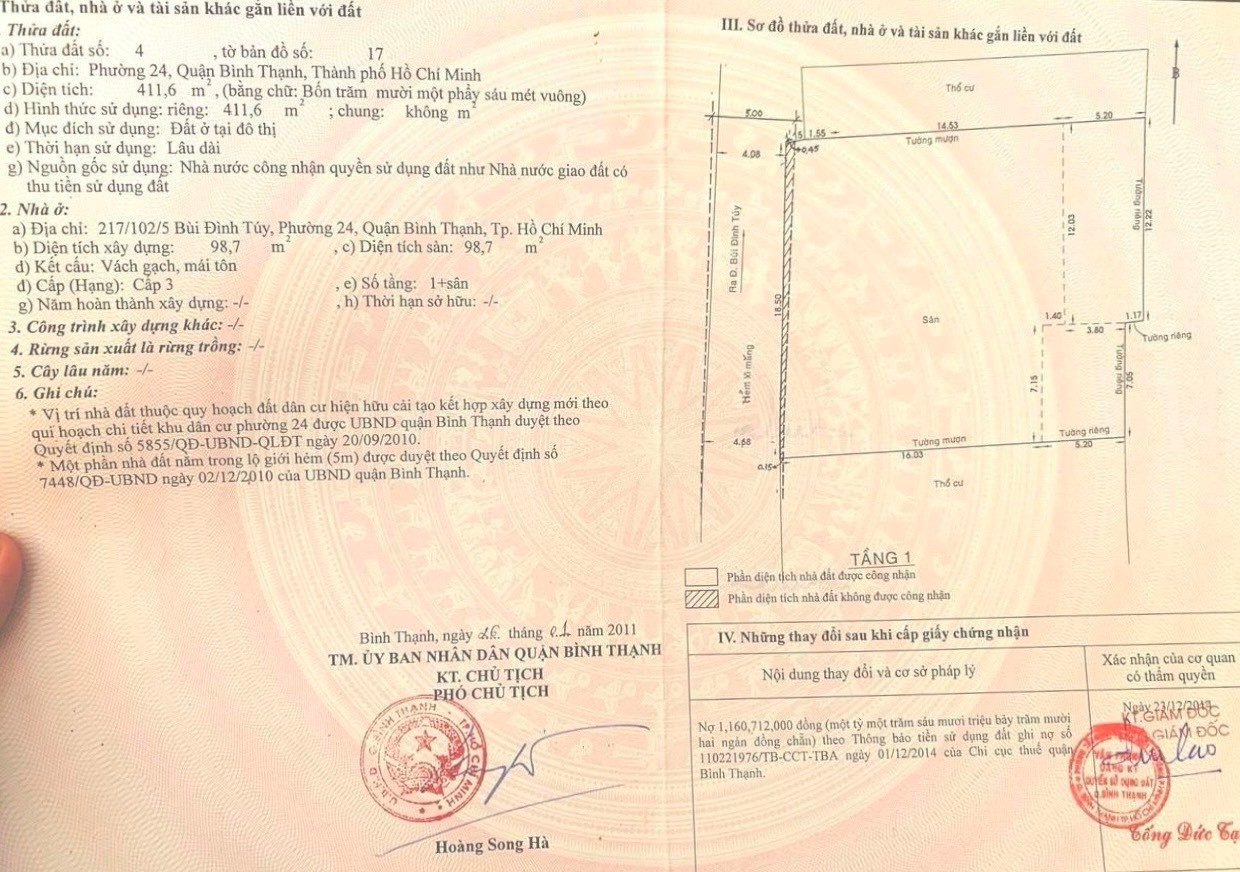 Bán Nhà Hẻm Xe Hơi 217/102/5 Bùi Đình Tuý, Phường 24, Quận Bình Thạnh - Ảnh chính