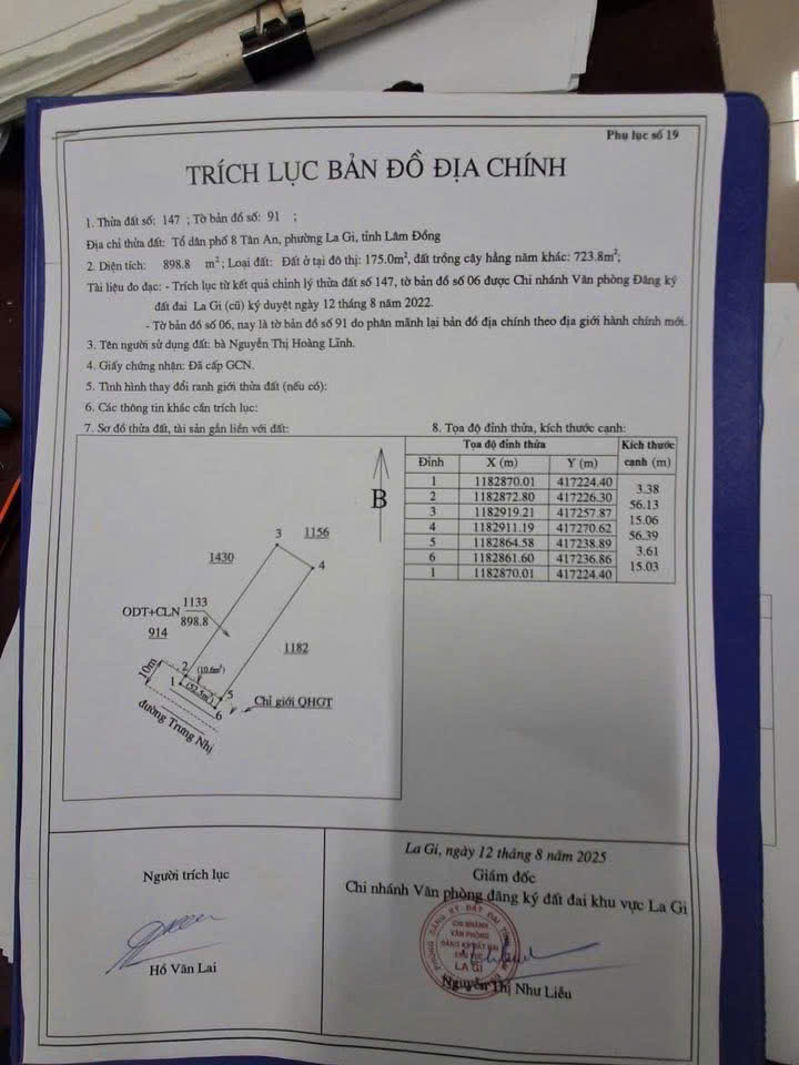 Chính Chủ Cần Bán GẤP Lô Đất Mặt Tiền Đường Nhựa Trưng Nhị Tân An, Phường La Gi, Lâm Đồng. - Ảnh 2