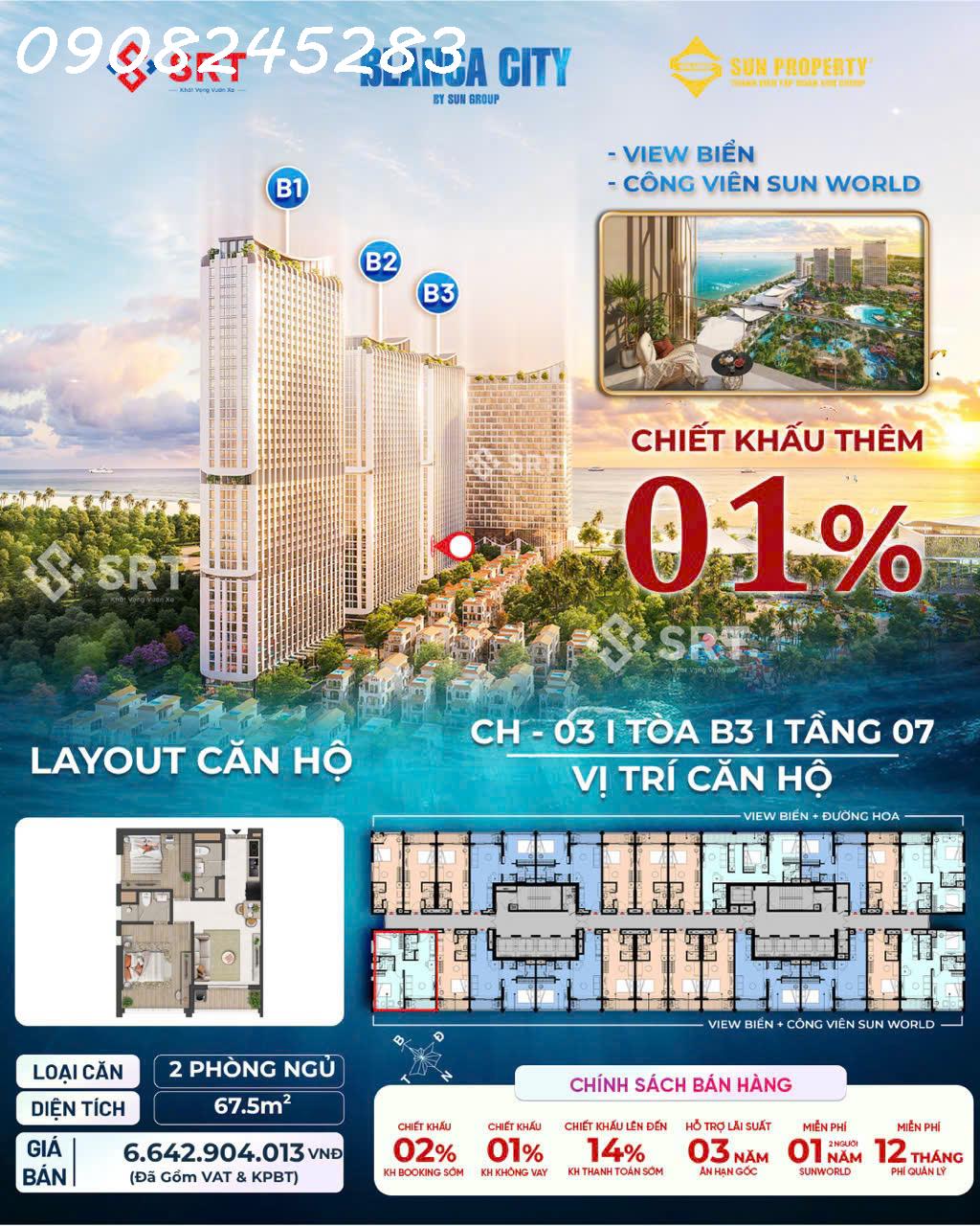 CĂN GÓC 2PN  - MÃ CĂN B3.0703 View công viên - Ảnh chính