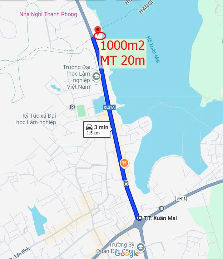 CHÍNH CHỦ BÁN LÔ ĐẤT HƠN 1000M2 MẶT TIỀN 20M BAM ĐƯỜNG QL21 TẠI THỊ TRẤN XUÂN MAI, HUYỆN CHƯƠNG MỸ, - Ảnh 2