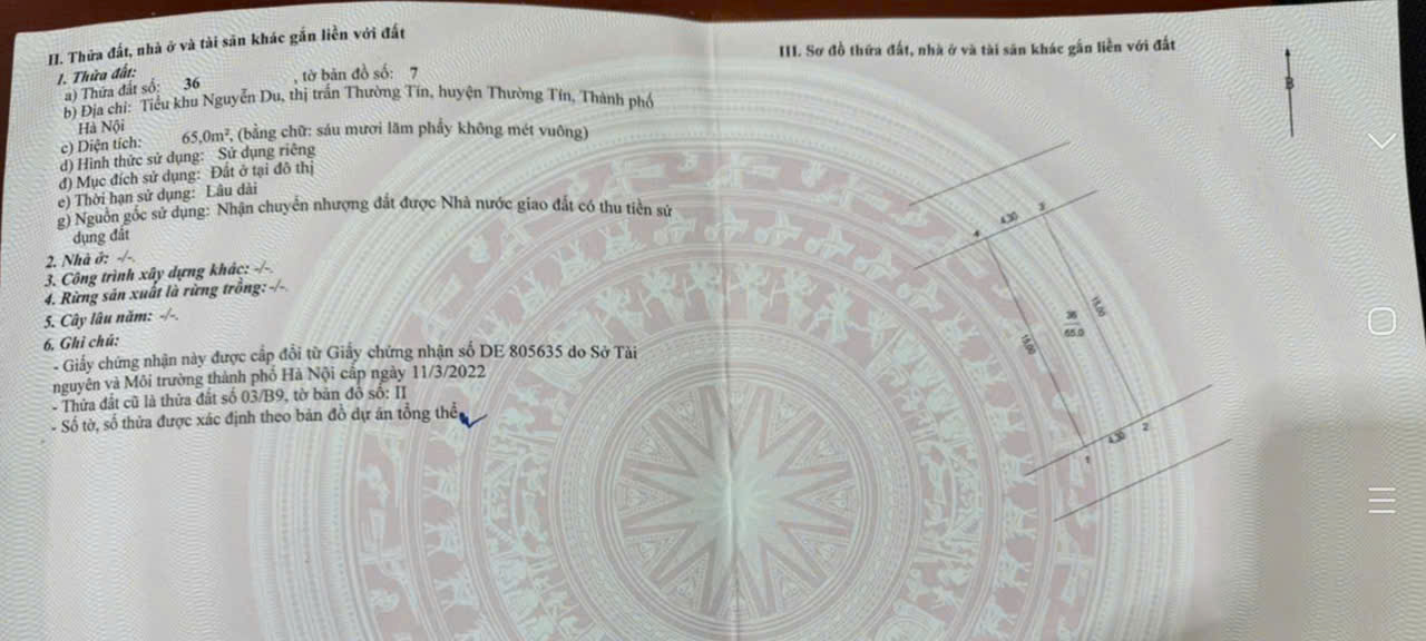 Bán đất tiểu khu Nguyễn Du, thị trấn Thường Tín, Hà Nội. - Ảnh chính