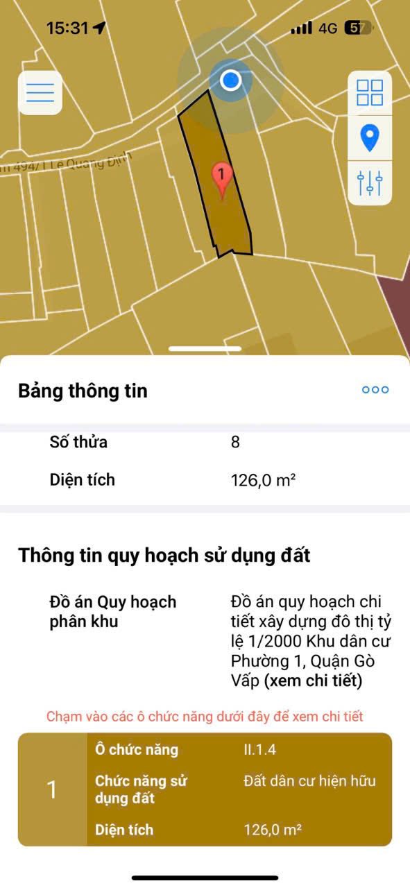 ĐẤT SIÊU VỊ TRÍ ĐẮC ĐỊA, LÊ QUANG ĐỊNH GÒ VẤP, GIÁ MỀM MẠI, 126M2 THỔ CƯ - Ảnh 1