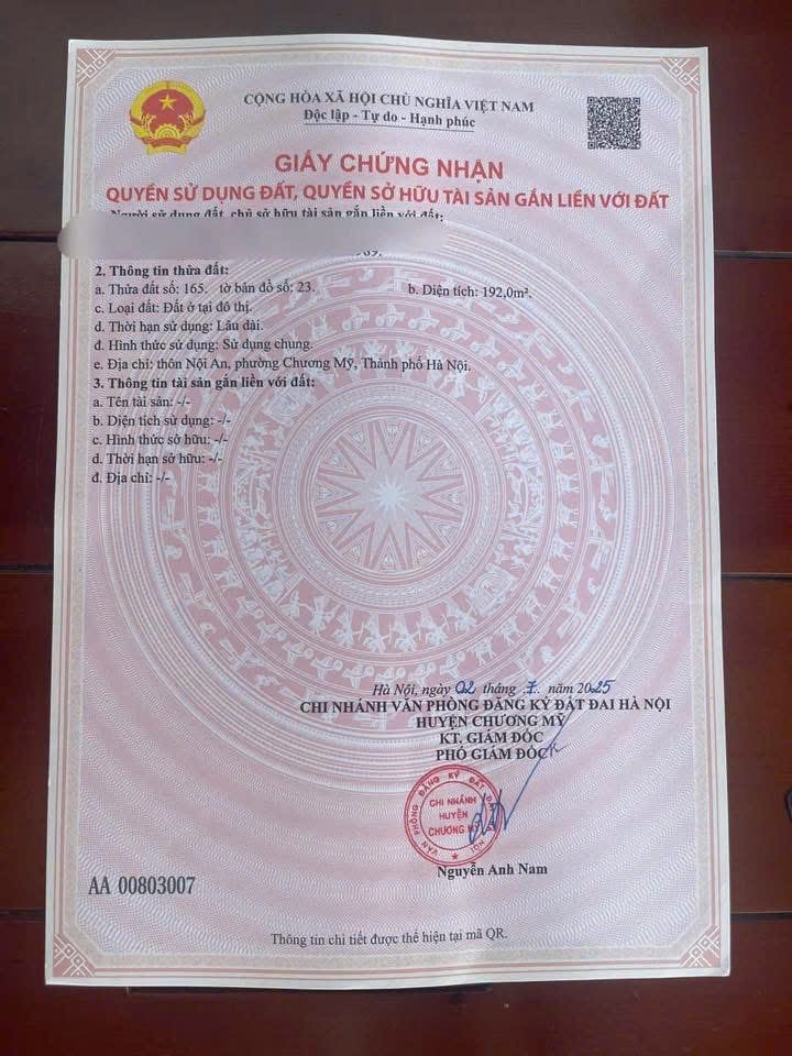 CHÍNH CHỦ CẦN BÁN LÔ ĐẤT 192M TẠI ĐẠI YÊN-CHƯƠNG MỸ-HÀ NỘI<br>TÁCH ĐƯỢC 2 LÔ - Ảnh 4