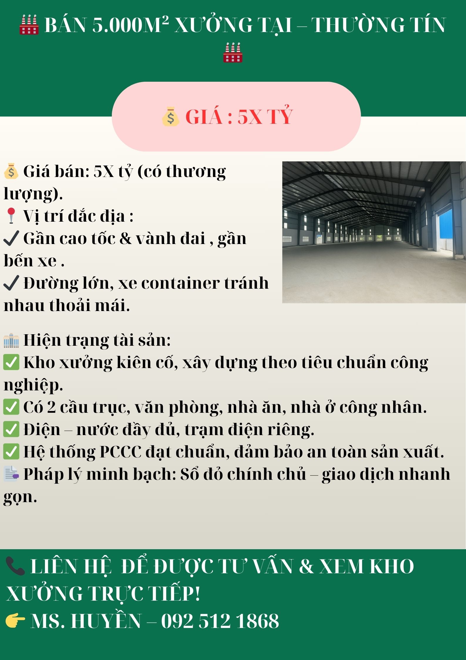 🏭 BÁN 5.000m² XƯỞNG TẠI – THƯỜNG TÍN 🏭 - Ảnh 2