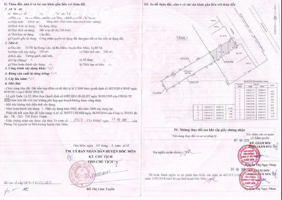 Bán nhà mặt tiền đường QL 22- Gần chợ Đầu Mối Nông Sản Hóc Môn. Diện tích 360 m2= Giá 26tỷ - Ảnh chính