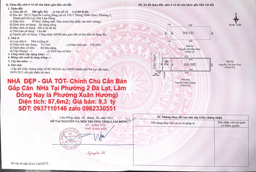 NHÀ  ĐẸP - GIÁ TỐT- Chính Chủ Cần Bán Gấp Căn  NHà Tại Phường 2 Đà Lạt, Lâm Đồng - Ảnh chính