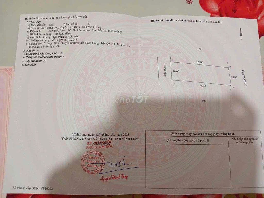 ĐẤT CHÍNH CHỦ - 2 LÔ LIỀN KỀ - Liên Ấp Mỹ Phú 1, Xã Tường Lộc, Huyện Tam Bình, Vĩnh Long - Ảnh 1