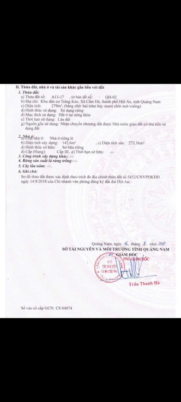 CHÍNH CHỦ Cần bán nhà tại Trảng Kèo - Hội An - Quảng Nam - Ảnh 1