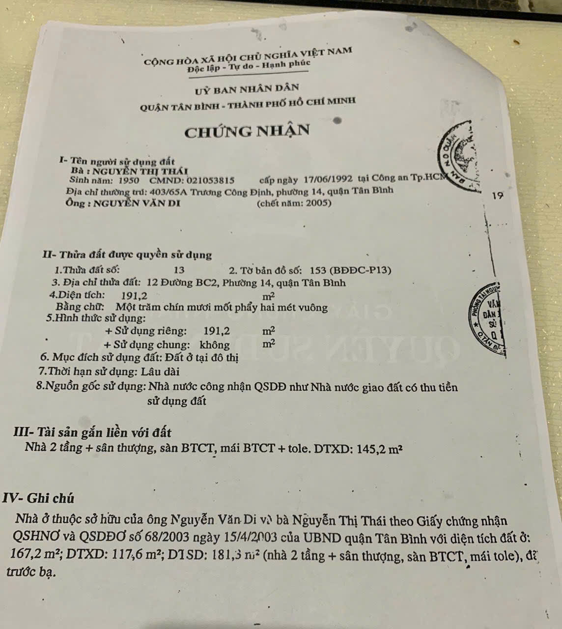 Bán Nhà Mặt Tiền 12 Bàu Cát 2, Phường 14, Q. Tân Bình. - Ảnh 1