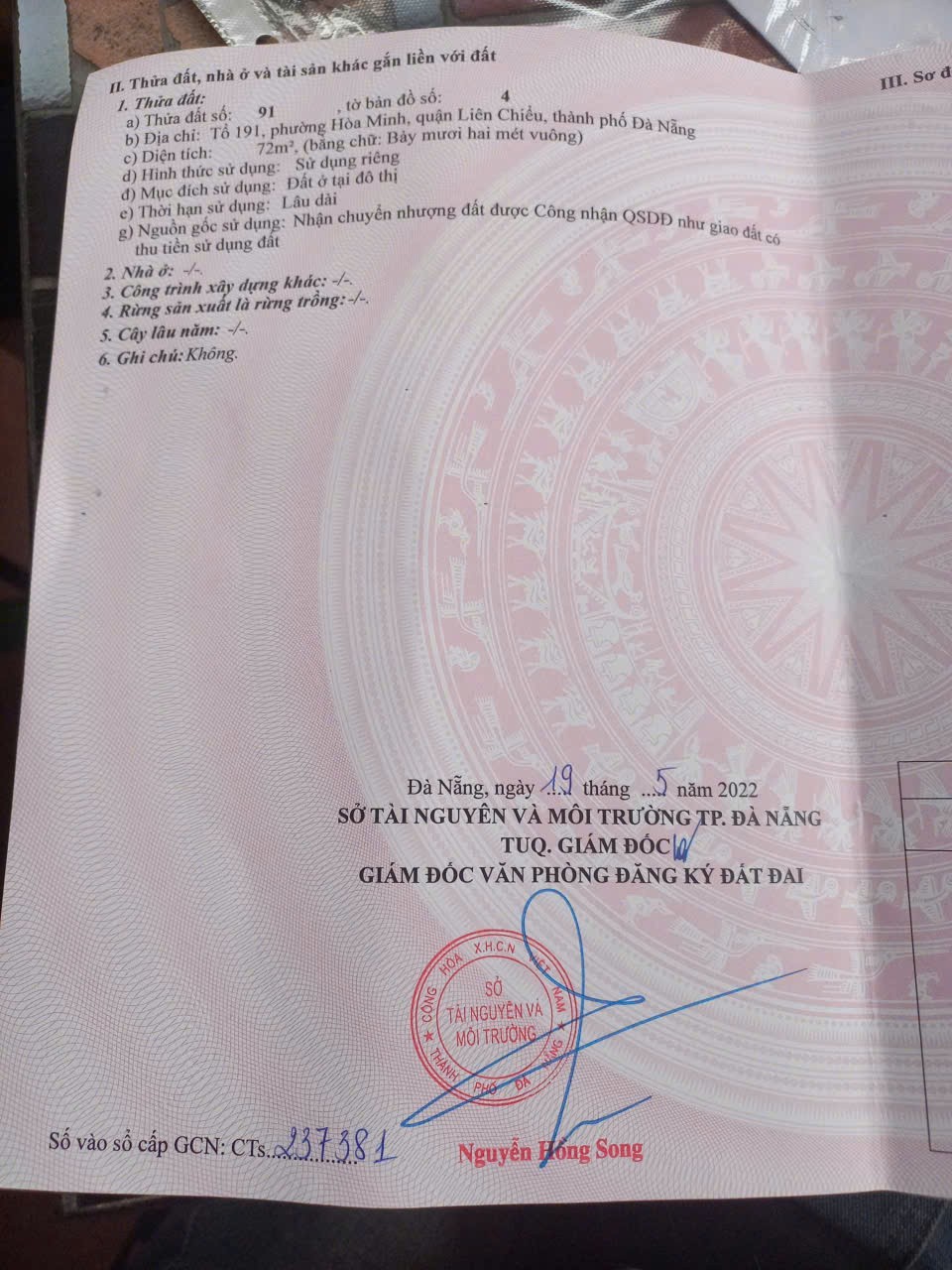 ĐẤT ĐẸP – ĐẦU TƯ LÀ SINH LỜI CẦN BÁN NHANH LÔ ĐẤT 2 mặt tiền tại quận Liên Chiểu, TP Đà Nẵng - Ảnh 1