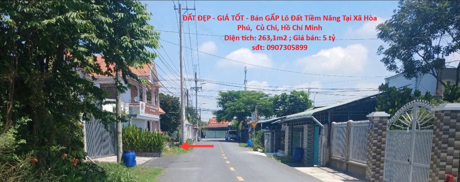 ĐẤT ĐẸP - GIÁ TỐT - Bán GẤP Lô Đất Tiềm Năng Tại Xã Hòa Phú,  Củ Chi, Hồ Chí Minh - Ảnh chính