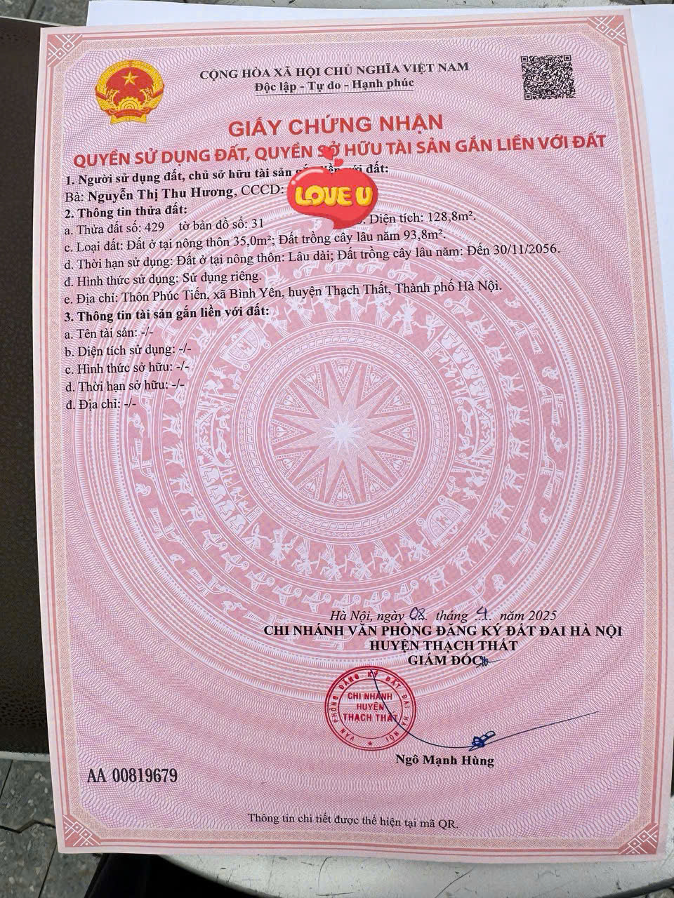 ĐẤT ĐẸP - GIÁ TỐT - Vị Trí Đắc Địa Tại Thôn Phúc Tiến, Xã Yên Bình, Huyện Thạch Thất, Hà Nội ( bây - Ảnh 4