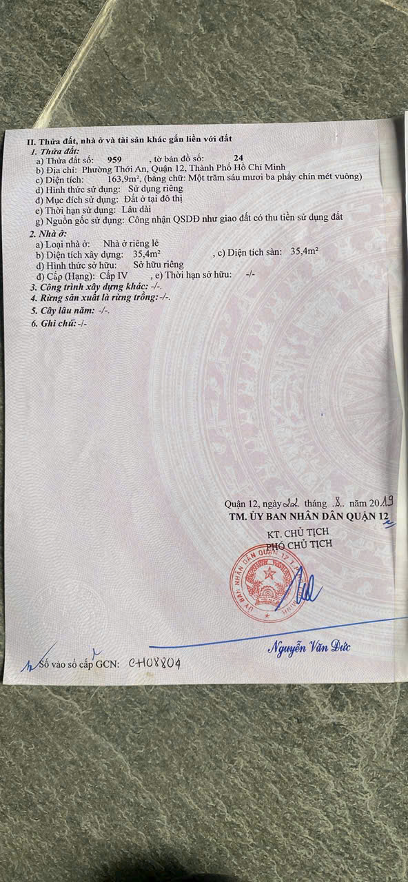 BÁN ĐẤT MẶT TIỀN HẺM 7M – LÊ THỊ RIÊNG, THỚI AN, Q12 - Ảnh chính
