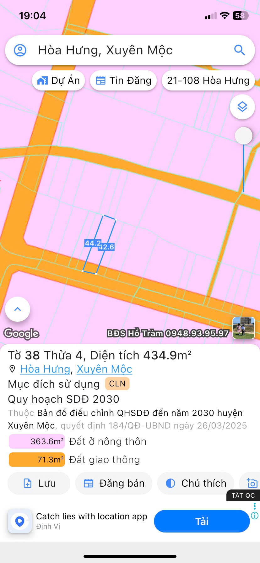 LÔ ĐẤT CHÍNH CHỦ - MẶT TIỀN ĐƯỜNG Xã Hòa Hưng, Huyện Xuyên Mộc, Bà Rịa - Vũng Tàu - Ảnh 3