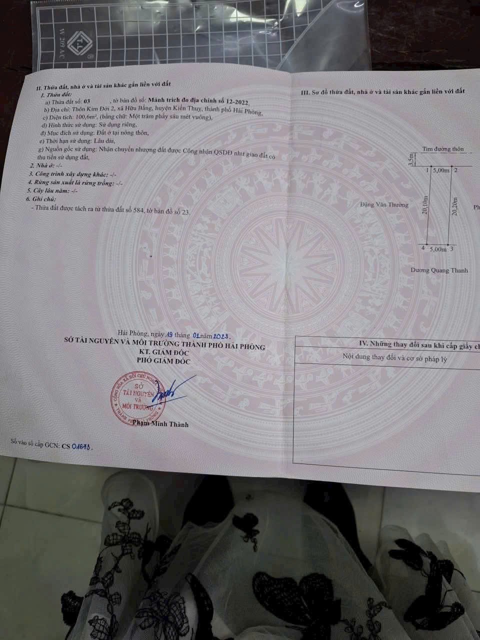 1.63 tỷ 100.6m2 Kim Đới 2 Hữu Bằng Zalo 0567222555 - Ảnh 1