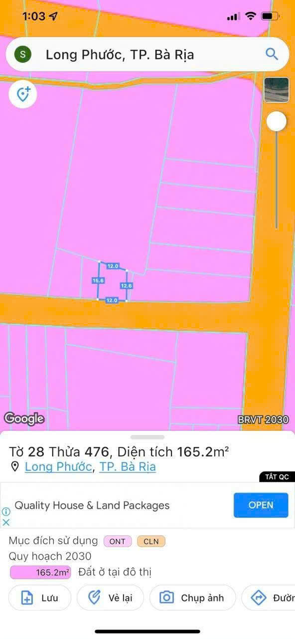 BÁN LÔ ĐẤT  TẠI PHƯỜNG TAM LONG -TP HỒ CHÍ MINH (XÃ LONG PHƯỚC -TP BÀ RỊA CŨ) - Ảnh 4